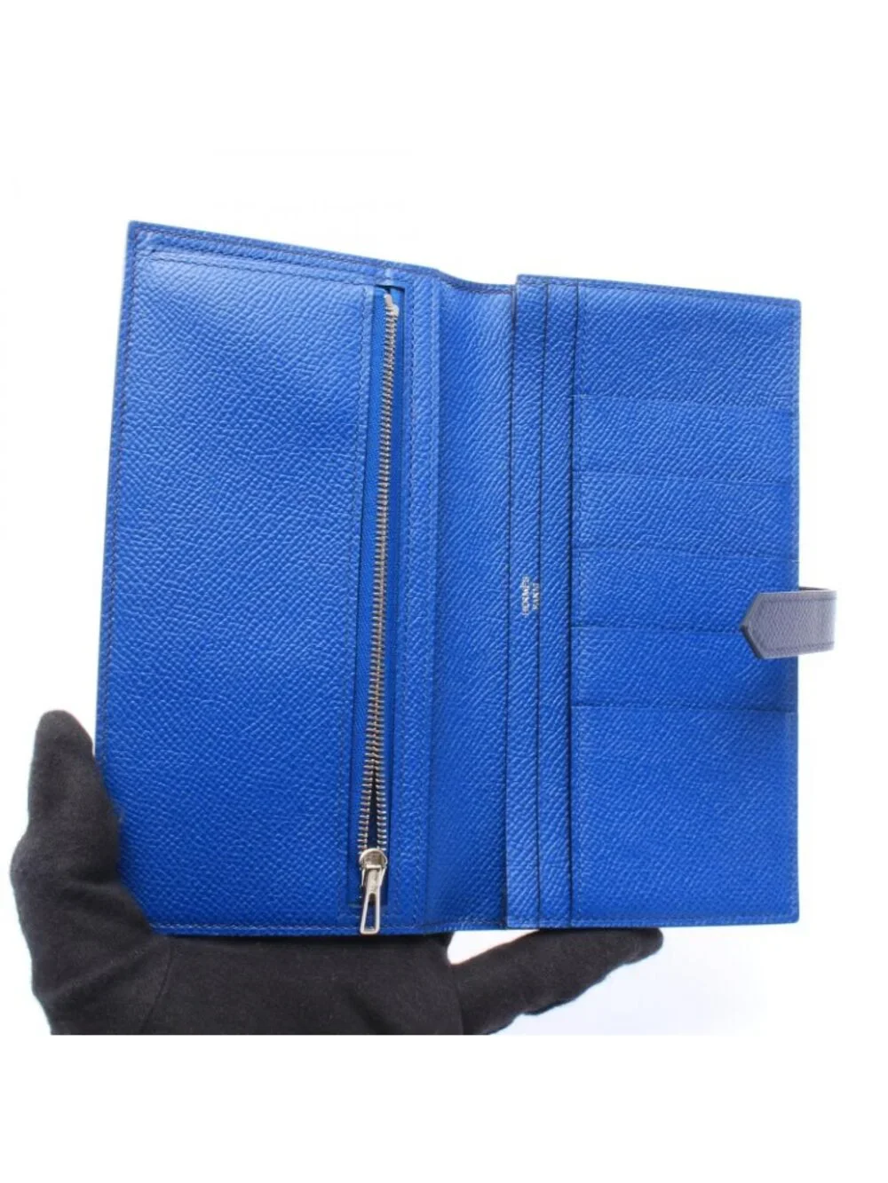 Hermes Bifold Wallet Bearn Soufflet Verso Blue Saphir France